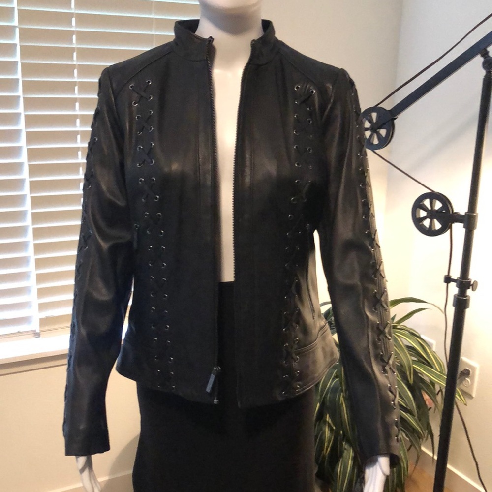 NWT Michael Kors black leather jacket
